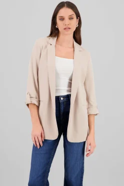 Blazer manga 3/4 con boton liso