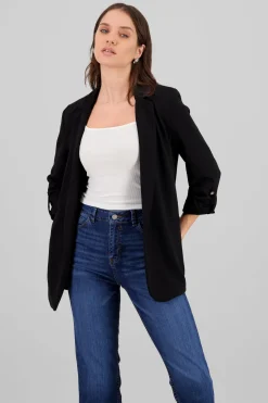 Blazer manga 3/4 con boton liso