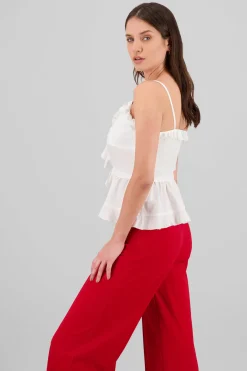 Blusa abertura moño olanes