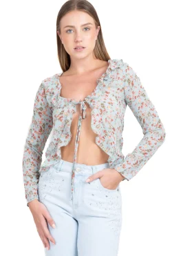 Blusa abierta escote olanes