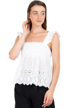 Blusa amplia tejido eyelat olanes