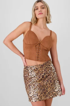 Blusa corset de gamuza con lace up