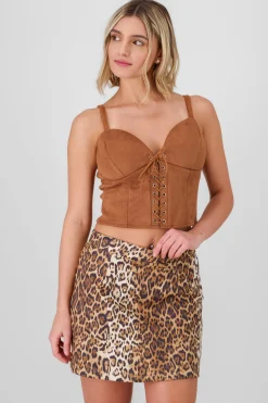 Blusa corset de gamuza con lace up