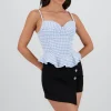 Blusa corset peplum estampado gingham