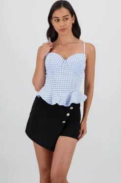 Blusa corset peplum estampado gingham