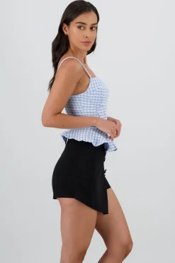 Blusa corset peplum estampado gingham