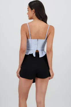 Blusa corset peplum estampado gingham
