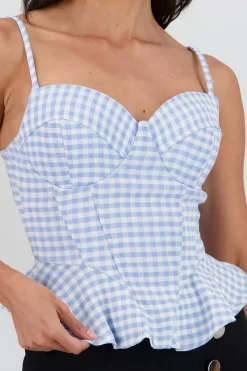 Blusa corset peplum estampado gingham