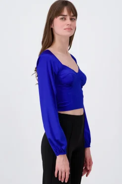 Blusa crop bustier satín