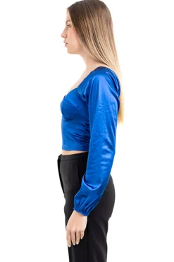 Blusa crop bustier satín