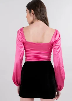 Blusa crop bustier satín