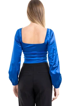 Blusa crop bustier satín