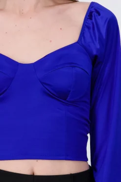 Blusa crop bustier satín