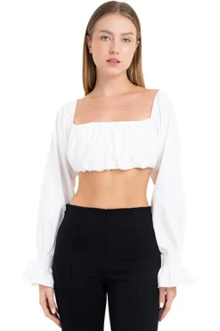 Blusa crop manga larga abullonada