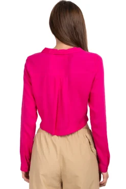 Blusa crop manga larga lisa