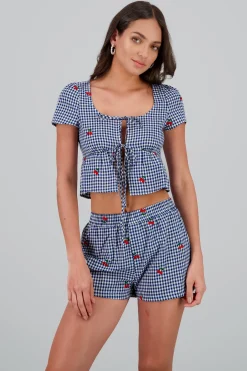 Blusa Gingham cerza detalle mono