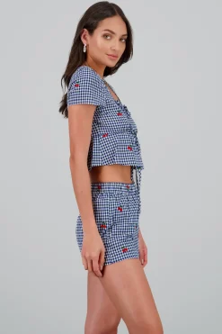 Blusa Gingham cerza detalle mono