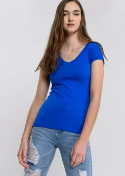 Blusa manga corta cuello v