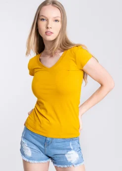 Blusa manga corta cuello v