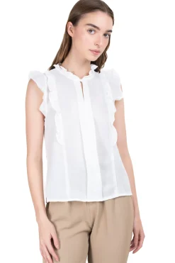 Blusa manga corta olanes botón