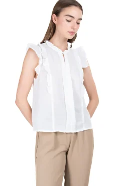 Blusa manga corta olanes botón