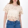 Blusa Manga Corta Tejido Crochet
