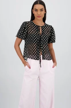 Blusa manga globo con moños polka dots