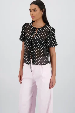 Blusa manga globo con moños polka dots