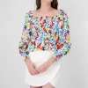 Blusa Manga Larga Abullonada Estampado Flores