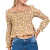 Blusa manga larga escote cuadrado detalle ligas