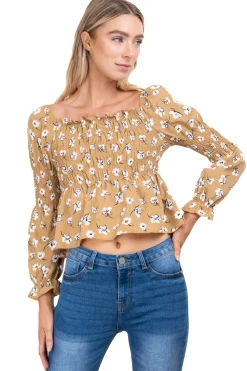 Blusa manga larga escote cuadrado detalle ligas