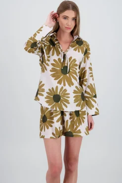 Blusa manga larga flores maxi