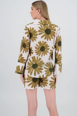 Blusa manga larga flores maxi