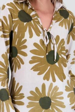 Blusa manga larga flores maxi