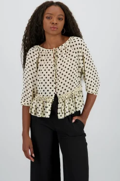 Blusa mangas abullonadas polkadots