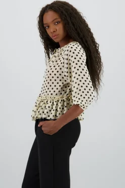 Blusa mangas abullonadas polkadots