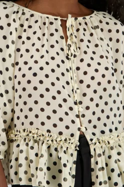 Blusa mangas abullonadas polkadots