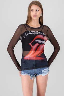 Blusa mesh rolling stones