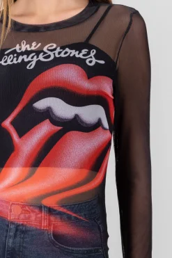 Blusa mesh rolling stones