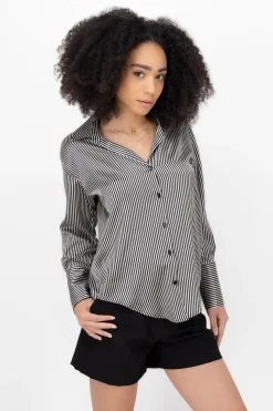 Blusa satin rayas manga larga Hypsters