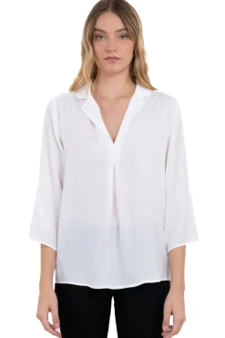 Blusa satín lisa mangas botón