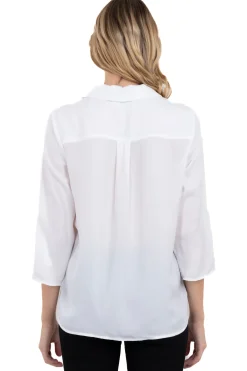 Blusa satín lisa mangas botón