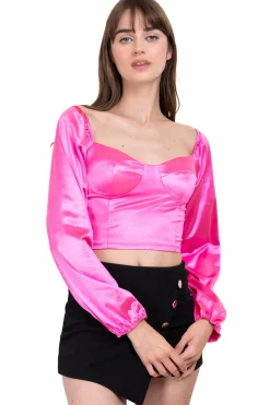 Blusa satín manga larga