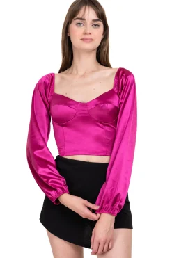 Blusa satín manga larga