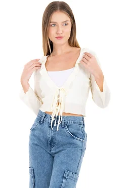 Blusa textura manga larga