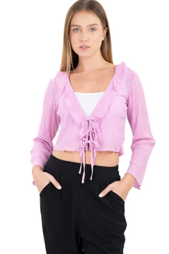 Blusa textura manga larga