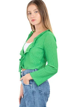 Blusa textura manga larga