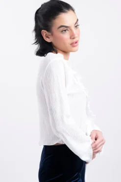 Blusa textura manga larga