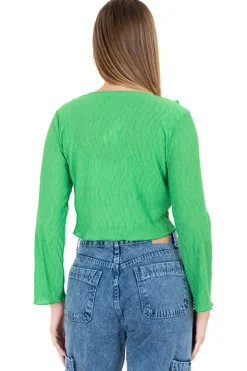 Blusa textura manga larga