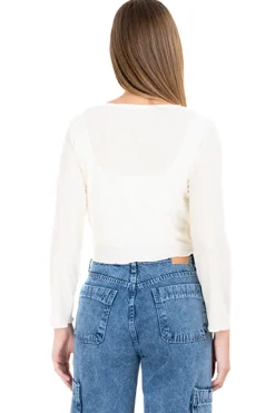 Blusa textura manga larga